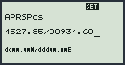 APRSPos: si scrive la posizione.