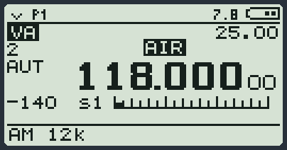 Der Name des Presets ĂŒber der Frequenz.